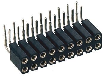 Preci-Dip Conector Hembra Para PCB Ángulo De 90° Serie 803, De 22 Vías En 2 Filas, Paso 2.54mm, 100 V, 150 V., 12A,