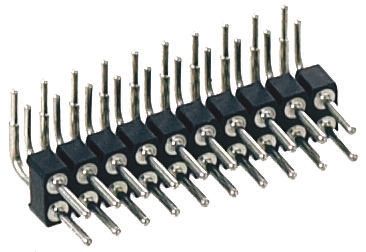 Preci-Dip Right Angle Through Hole Pin Header, 20 Contact(s), 2.54mm Pitch, 2 Row(s), Unshrouded