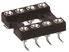 Preci-Dip 2.54mm Pitch Vertical 16 Way, SMT Turned Pin Open Frame IC Dip Socket, 1A
