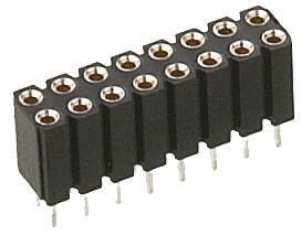 Preci-Dip Conector Hembra Para PCB Serie 803, De 16 Vías En 2 Filas, Paso 2.54mm, 100 V, 150 V., 12A, Montaje En PCB,