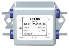 EPCOS SIFI-F Entstörfilter, 250 V Ac/dc, 36A, Flanschmontage, Flachstecker, 1-phasig / 60Hz