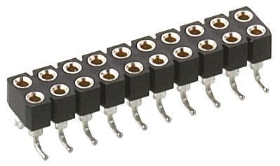 Preci-Dip Conector Hembra Para PCB Ángulo De 90° Serie 803, De 6 Vías En 2 Filas, Paso 2.54mm, 100 V, 150 V., 12A,
