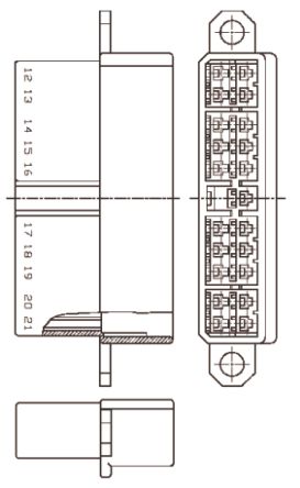TE Connectivity Multi-Interlock Mark II Steckverbindergehäuse Buchse, 17-polig / 2-reihig Gerade Für Freiverdrahteter