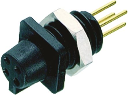 Binder Circular Connector, 5 Contacts, Panel Mount, Subminiature Connector, Plug, Female, IP40, 709 Series