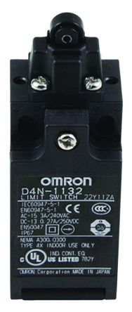Omron, D4N系列 顶部柱塞, 滚轮柱塞式, 防水行程开关