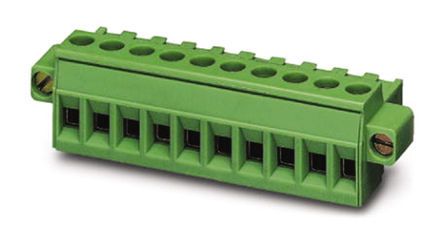 Phoenix Contact 7.62mm Pitch 10 Way Pluggable Terminal Block, Plug, Cable Mount, Spring Cage Termination