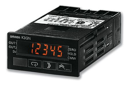 Omron 数字面板仪表, K3GN系列, 测量电流、脉冲、电压, 22.2mm高切面, 7 段 LCD