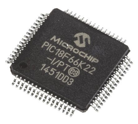 Microchip PIC18F66K22-I/PT, 8bit PIC Microcontroller, PIC18F, 64MHz, 1 KB, 64 KB Flash, 64-Pin TQFP