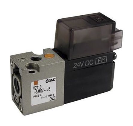 SMC VZ100, M5 Pneumatik-Magnetventil 24V Dc, Feder/Magnet-betätigt