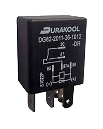 Durakool Plug In Automotive Relay, 12V Dc Coil Voltage, 40A Switching Current, SPST