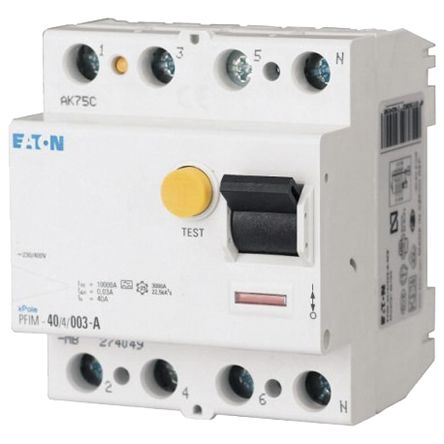 Eaton Interrupteur Différentiel Moeller, 4 Pôles, 25A, 300mA, Type AC