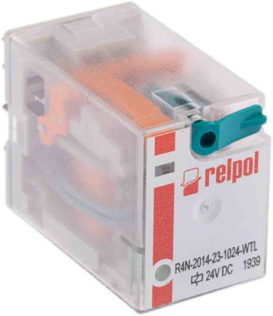 Relpol Plug In Power Relay, 24V Dc Coil, 6A Switching Current, 4PDT