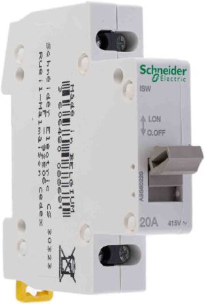 Schneider Electric Interruptor Seccionador, 2P, 2 NA, Corriente 20A, IP40 Acti 9