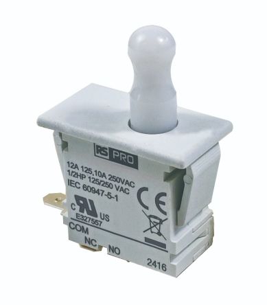 RS PRO Door Interlock Micro Switch, Plunger, SPDT 12A IP40, -37 → 85°C
