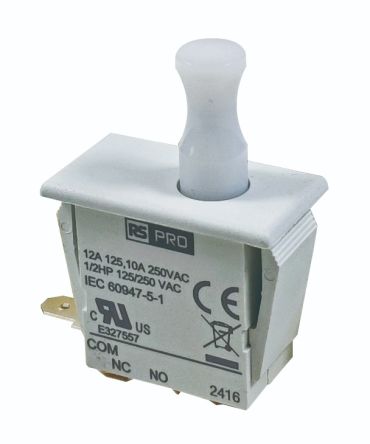 RS PRO Door Interlock Micro Switch, Plunger, SPDT 12A IP40, -37 → 85°C