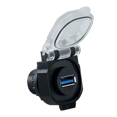 RS PRO Straight, Front Mount, Socket Type USB A USB 3.0 IP20, IP65, IP67, IP68, IP69 USB Connector