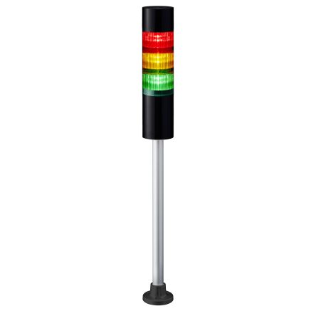 RS PRO Amber, Green, Red Buzzer Signal Tower, 3 Lights, 24 V dc, Pole Mount