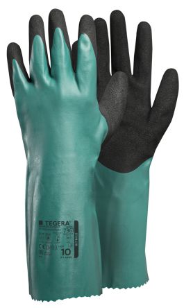 Tegera Gants De Manutention 7361 Taille 10, Résistant à L'huile, 12 Paires, Noir, Vert