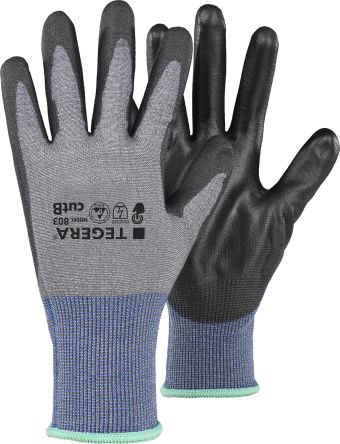 Tegera Gants 803 Taille 5, Environnement Sec, 6 Paires, Noir, Bleu, Gris