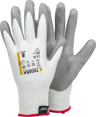 Tegera Gants 430 Taille 5, Environnement Sec, 12 Paires, Gris, Blanc