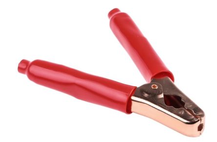RS PRO Crocodile Clip Heavy Duty Crocodile Clip Connection, Copper-Plated Steel Contact, 200A, Red