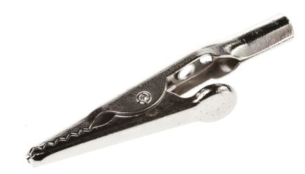 RS PRO Crocodile Clip Alligator Clip Connection, Nickel-Plated Steel Contact, 10A, Silver