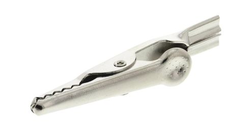 RS PRO Crocodile Clip Alligator Clip Connection, Nickel-Plated Steel Contact, 10A, Silver