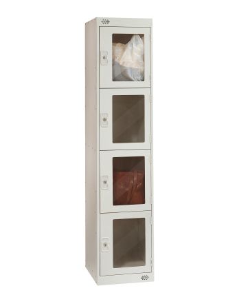 RS PRO 4 Door No Steel Light Grey Locker, 1800 mm x 300 mm x 450mm