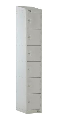 RS PRO 6 Door Vented Light Grey Locker, 1800 mm x 300 mm x 450mm