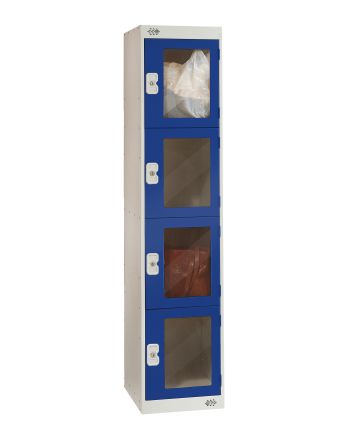 RS PRO 4 Door No Steel Blue Locker, 1800 mm x 380 mm x 450mm