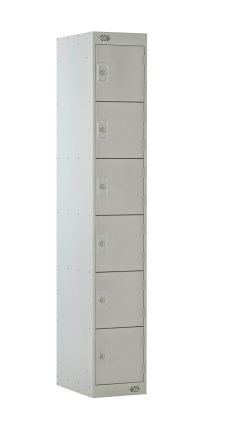 RS PRO 6 Door Vented Light Grey Locker, 1800 mm x 300 mm x 450mm