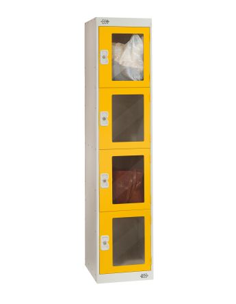 RS PRO 4 Door No Steel Yellow Locker, 1800 mm x 380 mm x 450mm