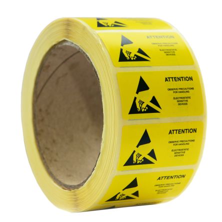 RS PRO Yellow Paper Safety Labels, Observe Precautions For Handling-Text 16 mm x 38mm