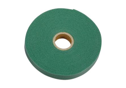 RS PRO Hook & Loop Tape, Reuseable, 10m x 20 mm, Green Nylon, Pk-10