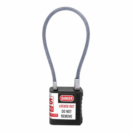RS PRO Black 1-Lock ABS Safety Lockout Padlock