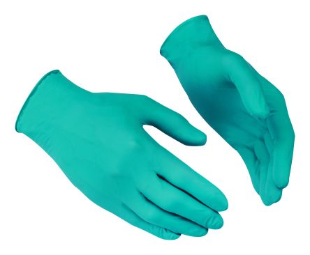 GUIDE GLOVES GUIDE 7014 Green Nitrile Chemical Resistant Work Gloves, Size 9