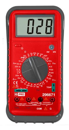 RS PRO Digital Digital Multimeter, 10A ac Max, 10A dc Max, 1000V ac Max - UKAS Calibrated