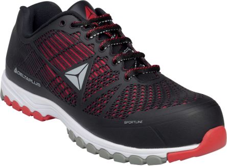 Delta Plus DELTA SPORT S1P SRC Unisex Black, Red Composite Toe Capped Work Shoes, UK 9, EU 43