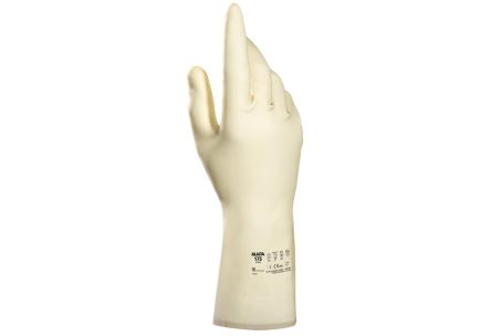 Mapa Vital 175 Beige, Yellow Latex Chemical Resistant Gloves, Size 10