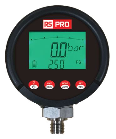 RS PRO G 1/4 Digital Pressure Gauge 400bar Bottom Entry 85mm Outside Diameter
