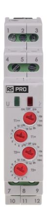 RS PRO DIN Rail Mount Timer Relay, 230V ac, 2-Contact, 0 → 100h, 2-Function, 2NO/1NC