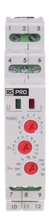 RS PRO DIN Rail Mount Timer Relay, 230V ac, 2-Contact, 0.1 s → 576h, 10-Function