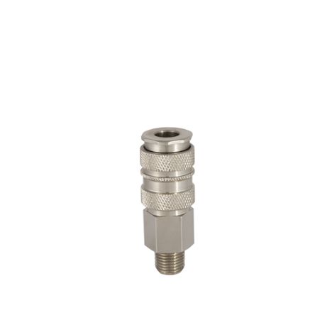 RS PRO Brass, Steel Male Pneumatic Quick Connect Coupling, BSPT 1/4 in Male Threaded