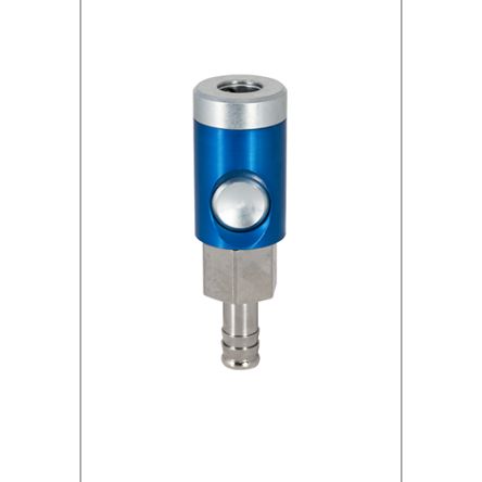 RS PRO Aluminium, Brass, Steel Female Pneumatic Quick Connect Coupling, 6mm Hose Barb