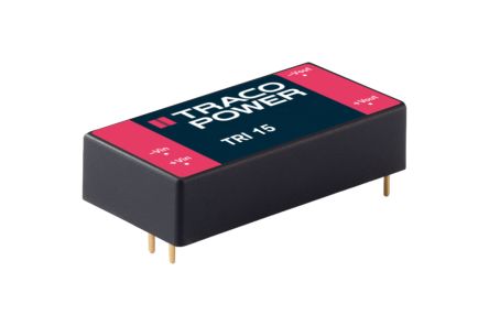TRACOPOWER TRI 15 DC-DC Converter, 12V dc/ 1.25A Output, 9 → 18 V dc Input, 15W, PCB Mount, +85°C Max Temp -40°C