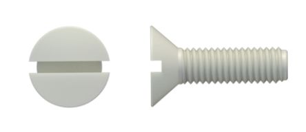 RS PRO Slot M3 Countersunk Nylon 66 Machine Screws DIN 963, ISO 2009 x 8mm