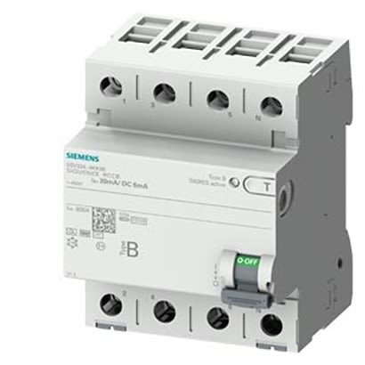 Siemens 5SV33 RCCB, 63A, 4 Pole, 30mA, Type B, 440V