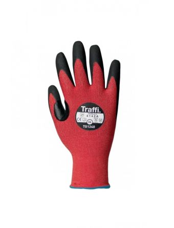Traffi TG1240 Red Elastane, Nylon Abrasion Resistant, Cut Resistant, Oil Protection, Puncture Resistant, Tear