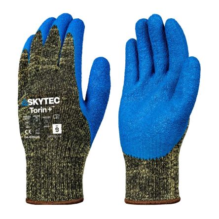Skytec Torin+ Blue, Yellow Nylon Mechanical Protection Latex Gloves Work Gloves, Size 10, Latex Coating
