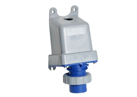 Amphenol Industrial, 2CMA1 IP67, IP69 Blue Wall Mount 2P+E Angled Industrial Power Plug, Rated At 16A, 250 V